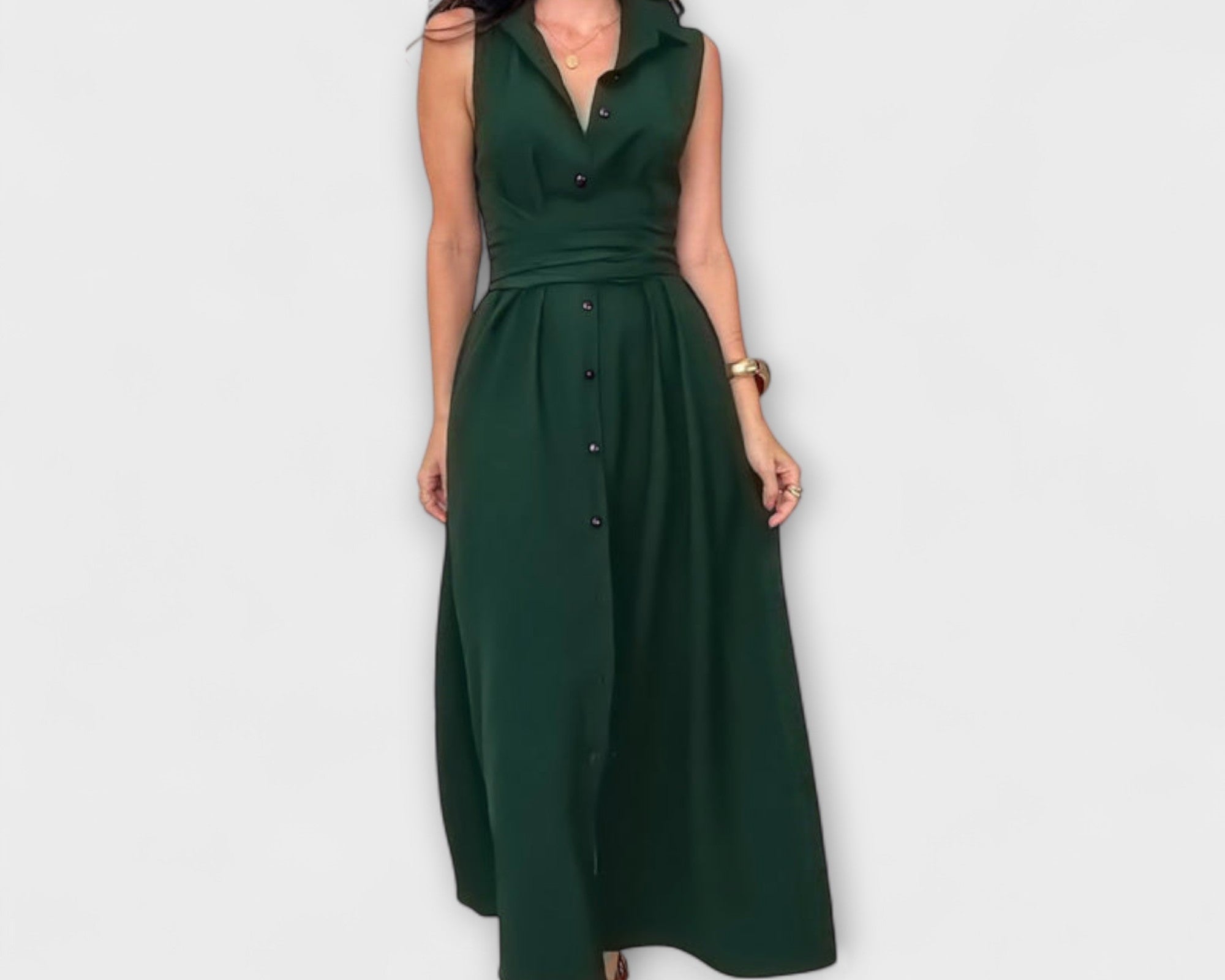 Mira - Auffälliges, einreihiges Midi-Kleid mit Bindedetail