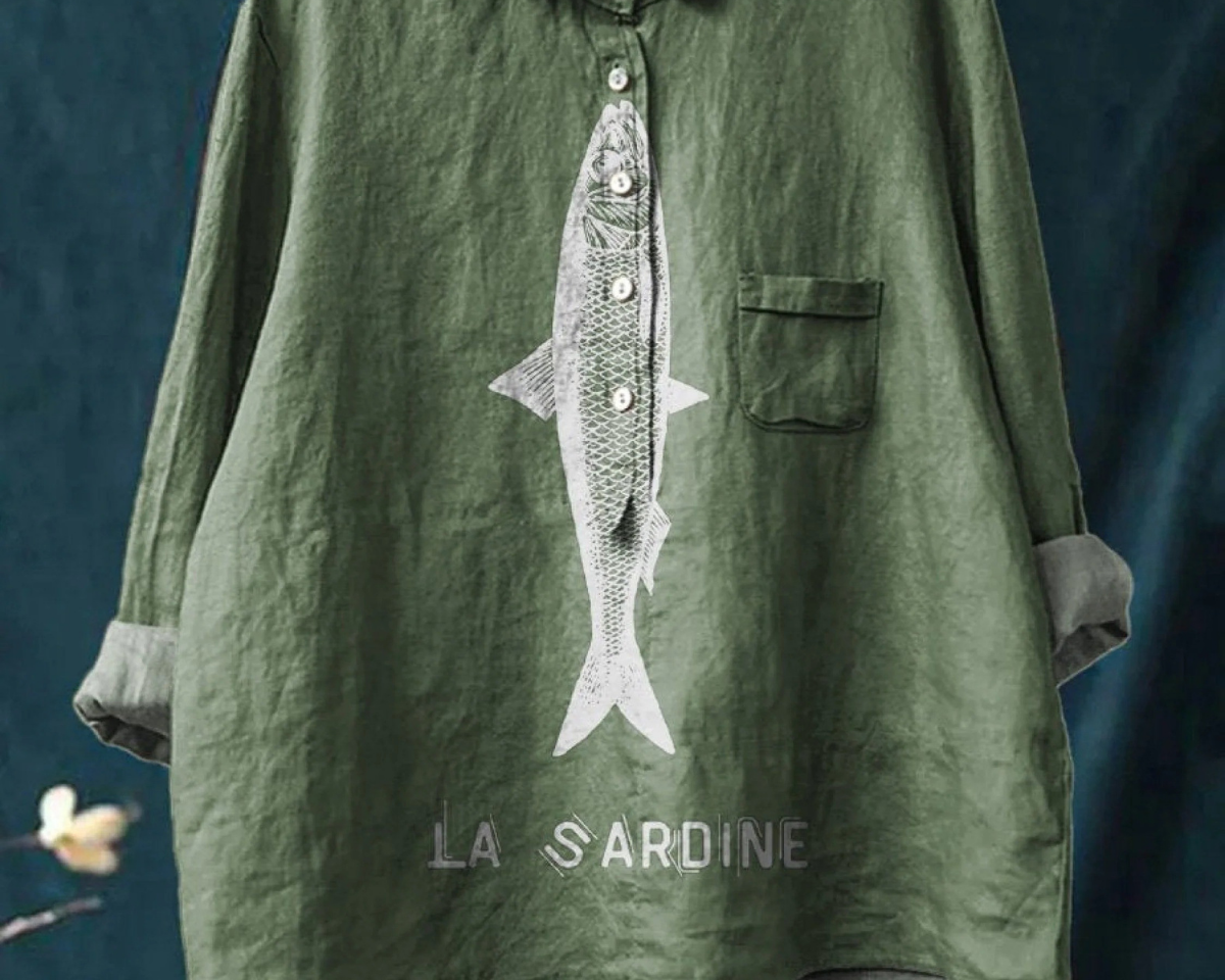 Evelyne | Lässiges T-Shirt mit Sardinenprint