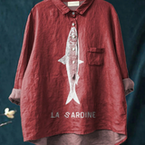 Evelyne | Lässiges T-Shirt mit Sardinenprint