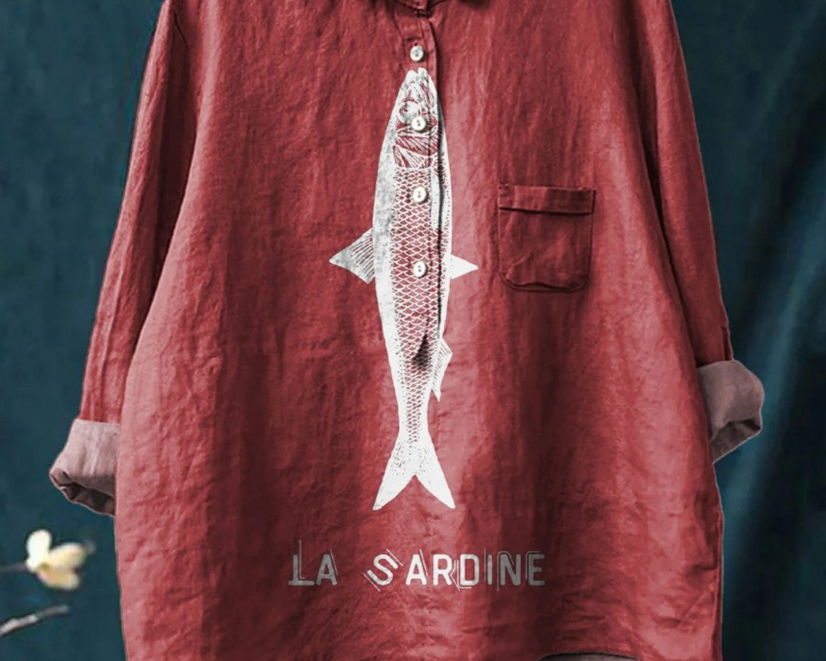 Evelyne | Lässiges T-Shirt mit Sardinenprint