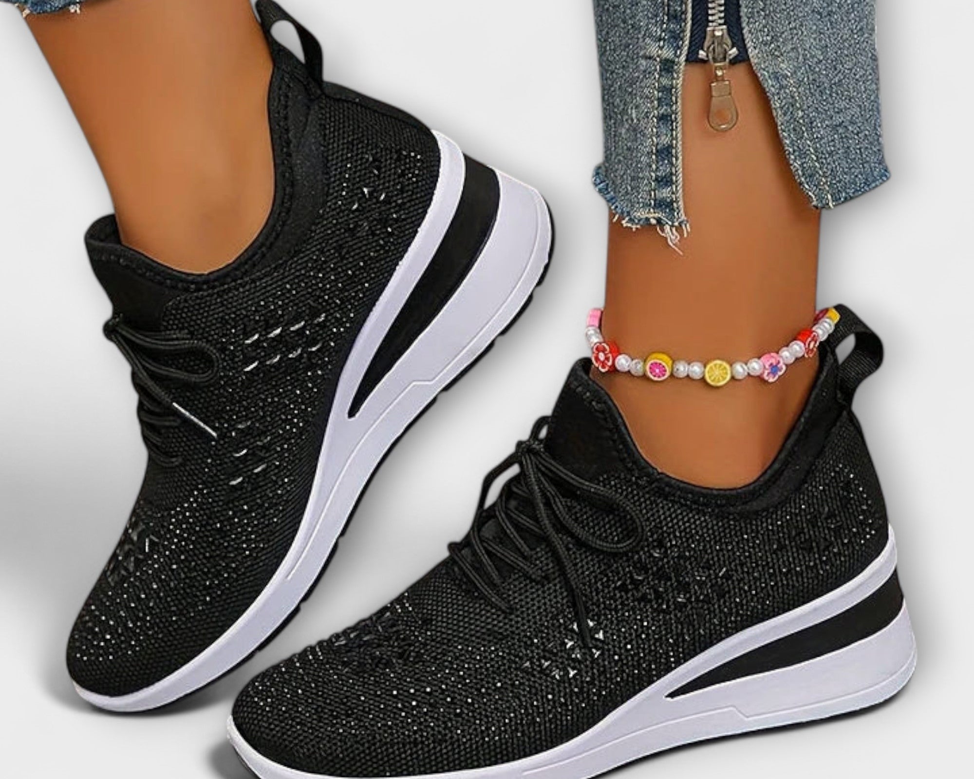 Giselle – Schillernde Orthopädische Sneakers mit Strass