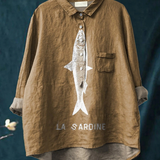 Evelyne | Lässiges T-Shirt mit Sardinenprint