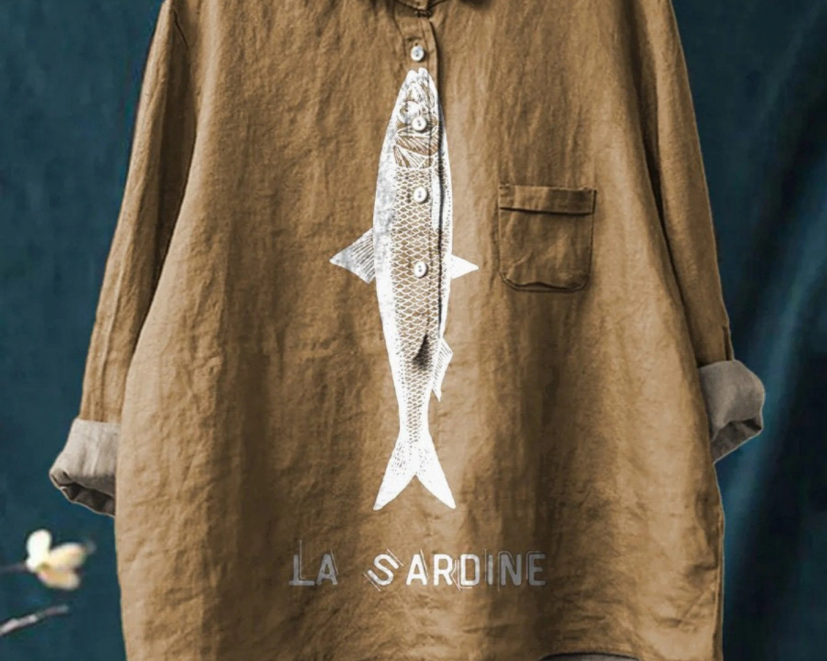 Evelyne | Lässiges T-Shirt mit Sardinenprint