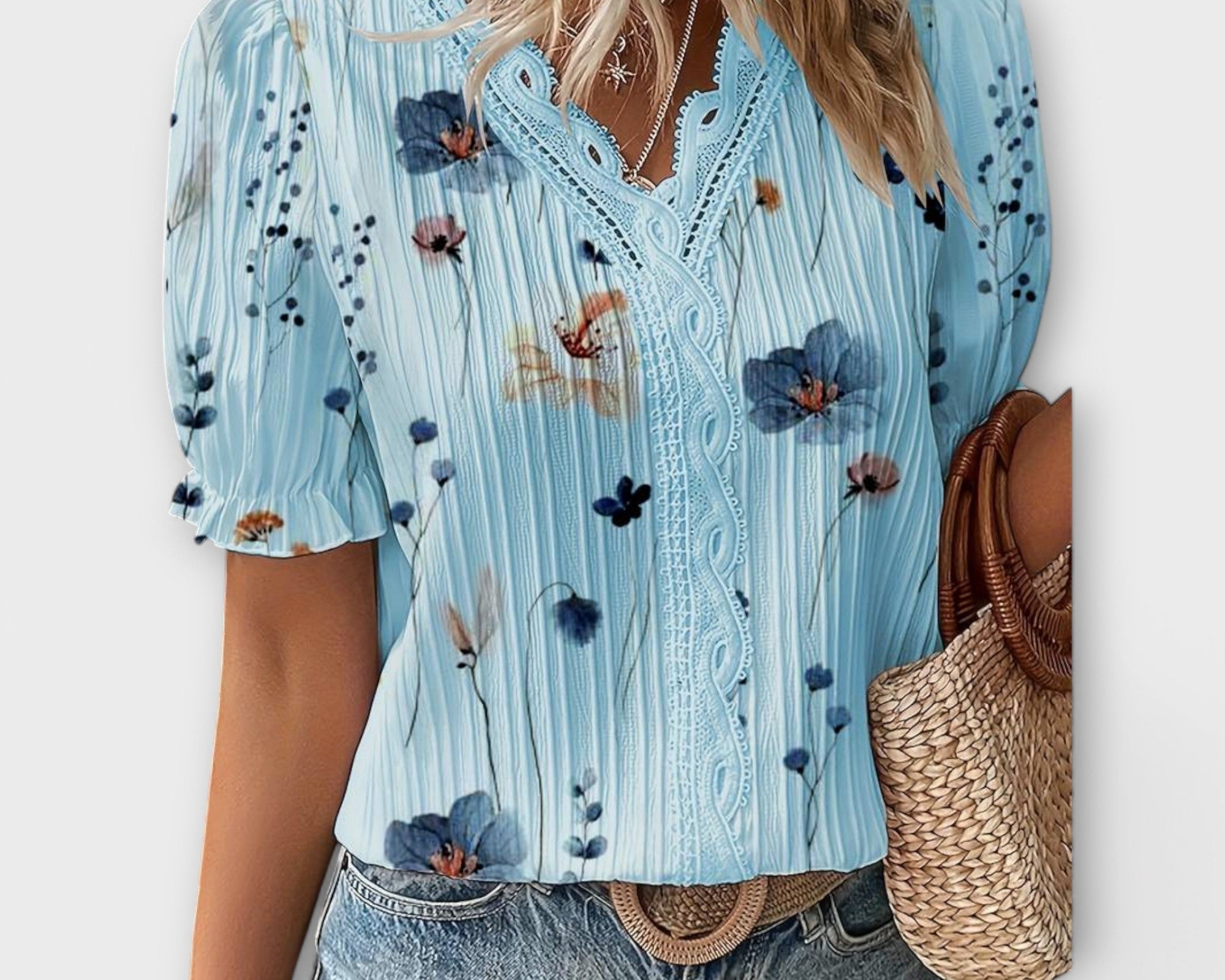 Emily - Modische Bluse mit spitzem Ausschnitt