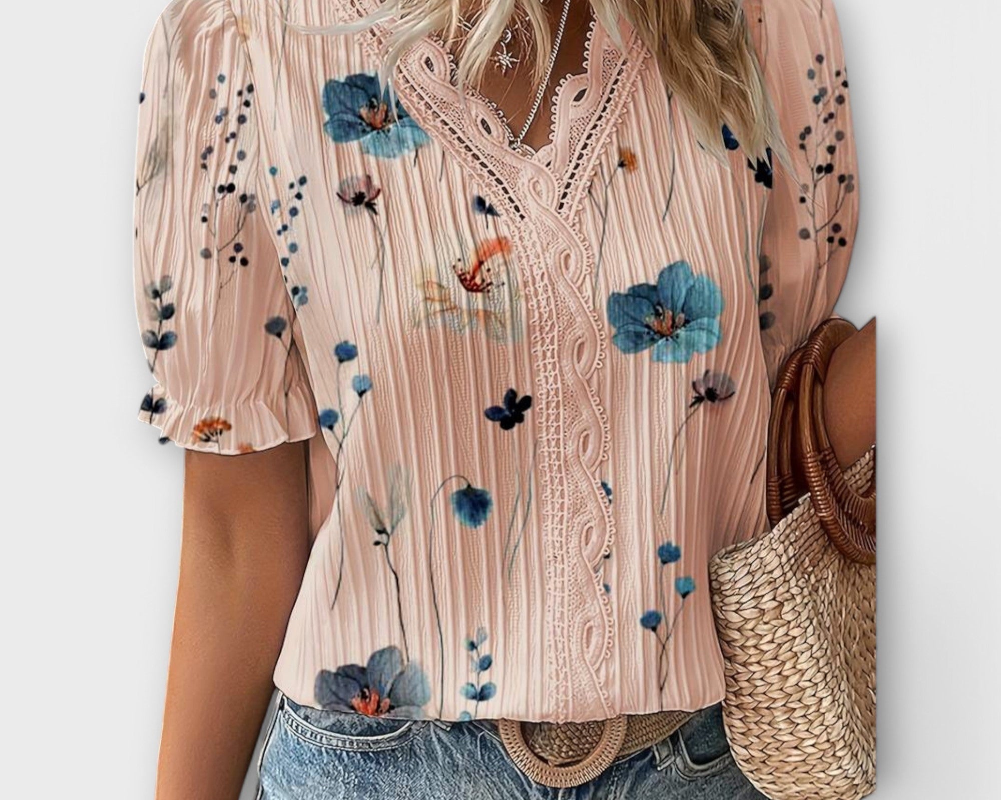 Emily - Modische Bluse mit spitzem Ausschnitt