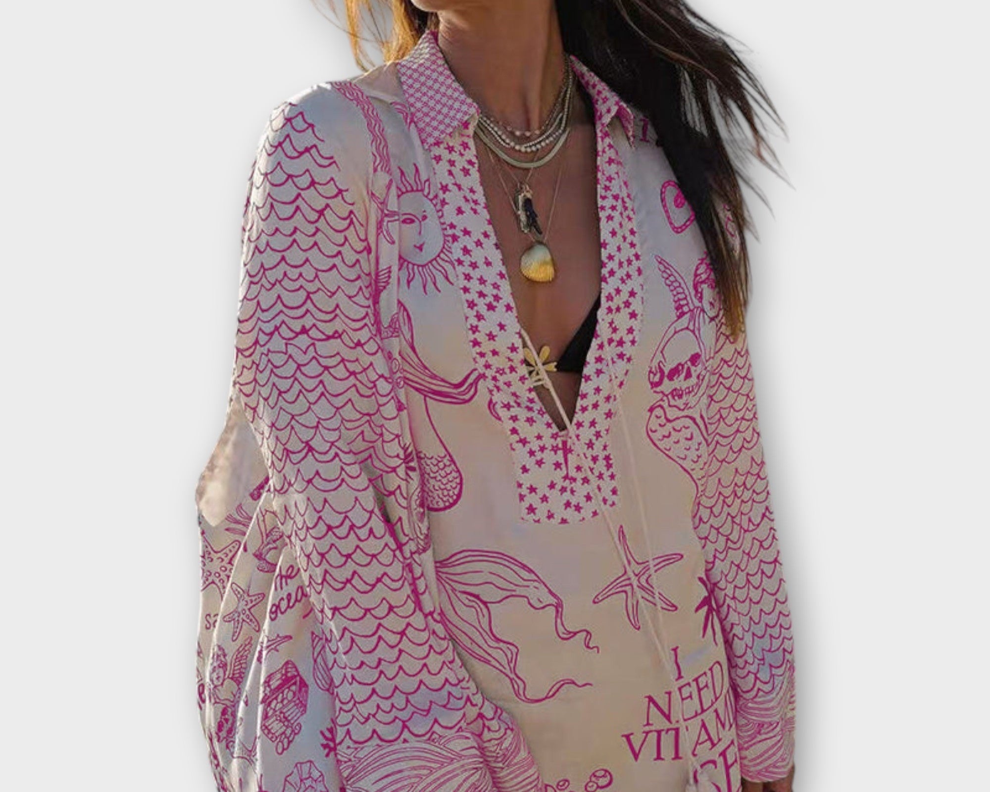 Liv - Wasser Satin Quasten Shirt und Shorts Set