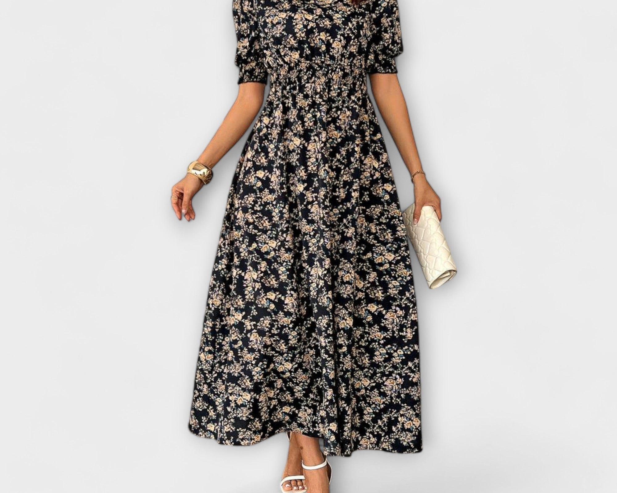 Amelia - Kleid mit Rundhalsausschnitt und Blumenmuster