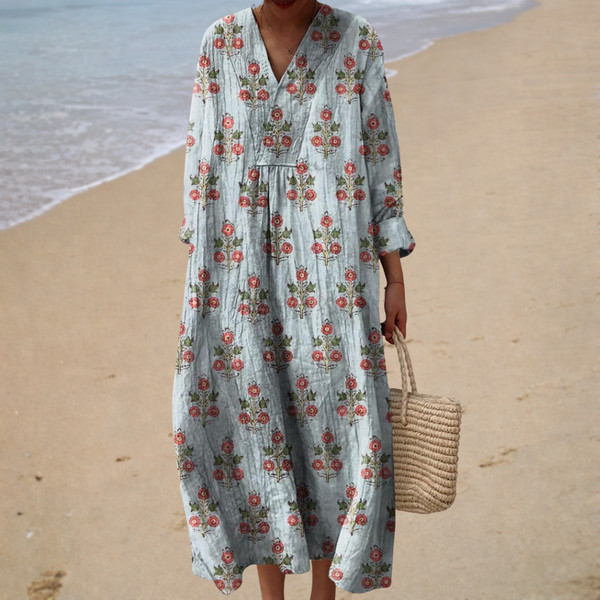 Schmeichelhaftes bedrucktes Sommerkleid