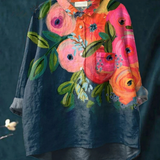 Sandra | Lässiges T-Shirt mit kunstvollem Blumenprint