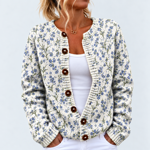 Mira – Blumen-Cardigan aus Wollmischung
