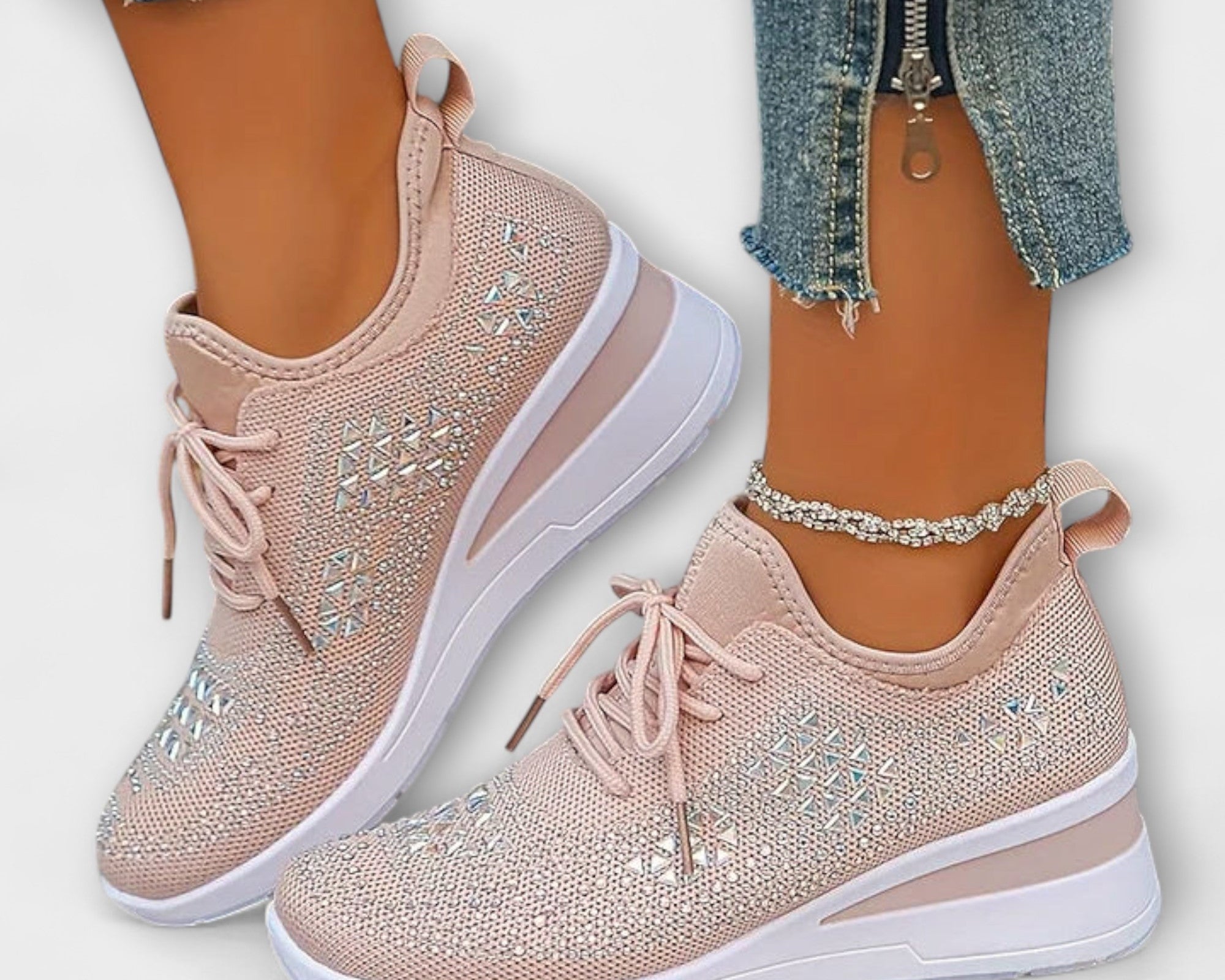 Giselle – Schillernde Orthopädische Sneakers mit Strass