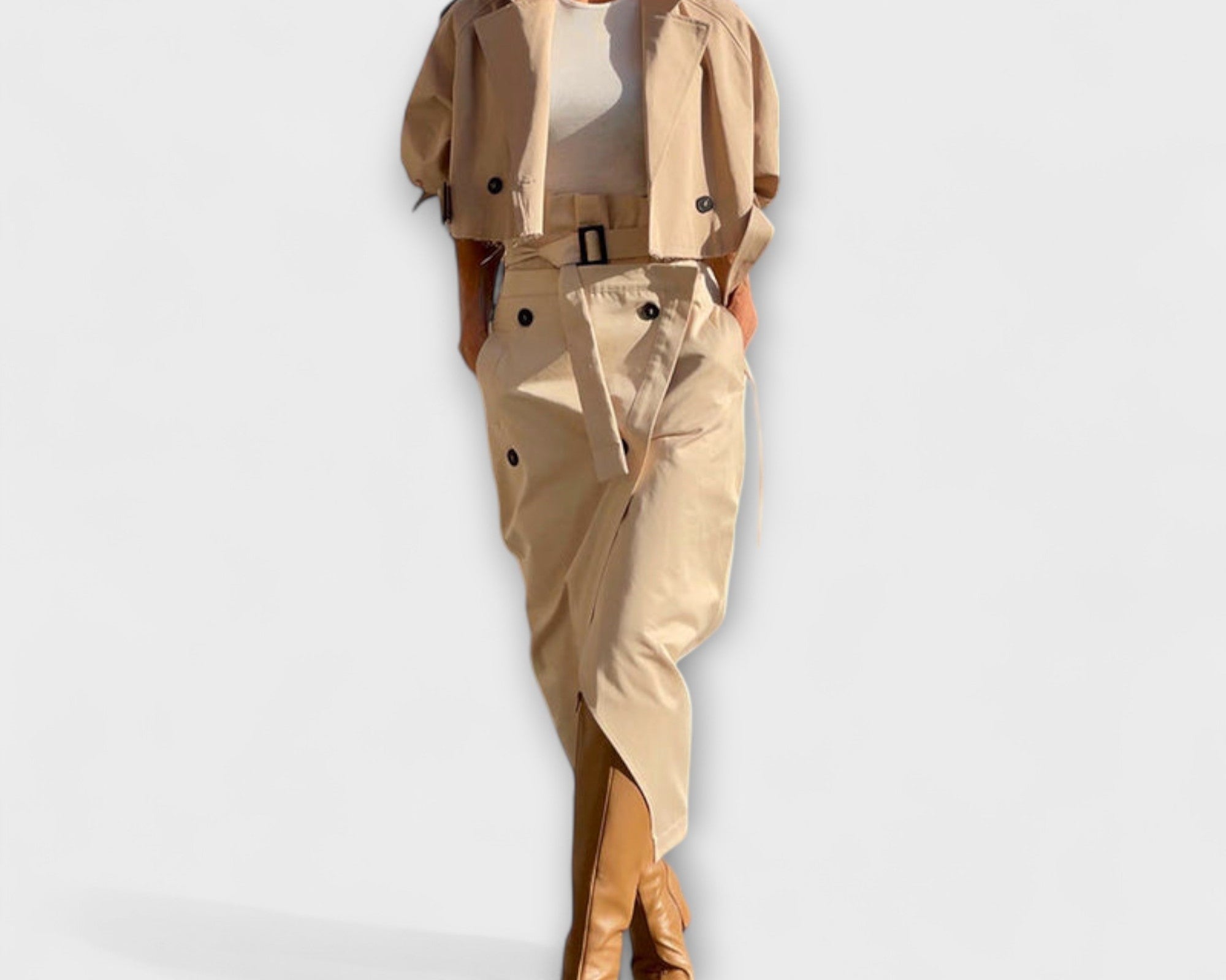 Lyra- Elegante Jacke Midi-Rock mit Taschen