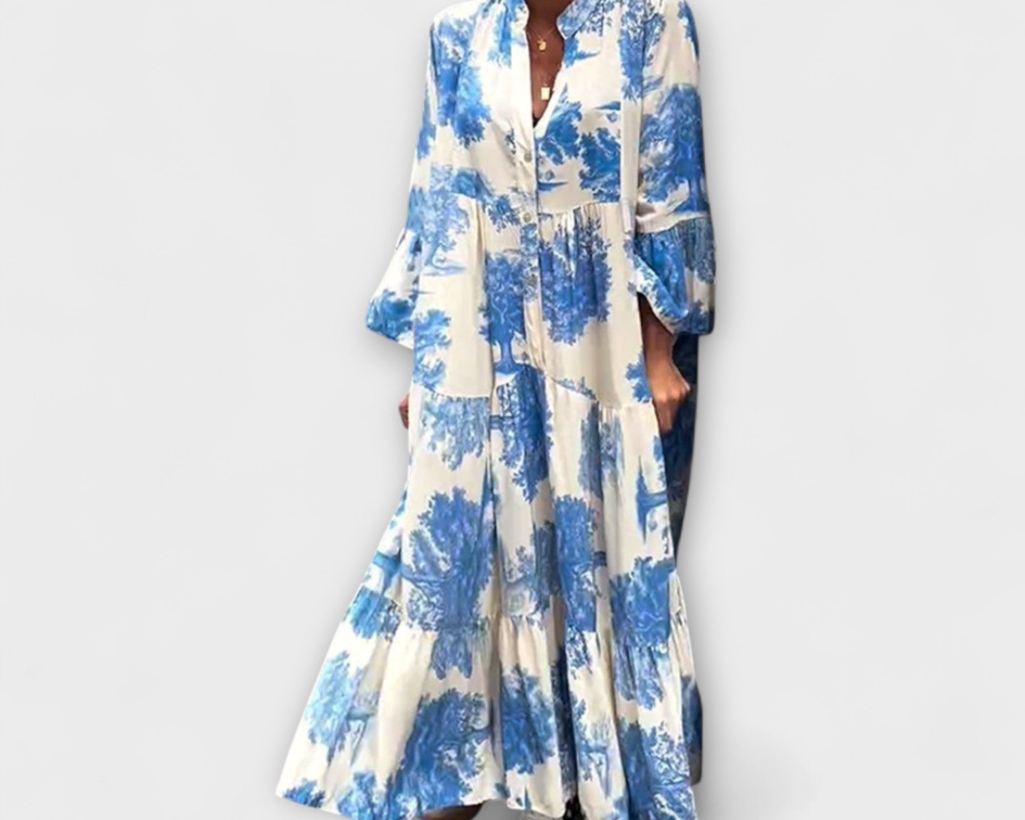 Nerina - Elegantes Floral-Maxi-Kleid