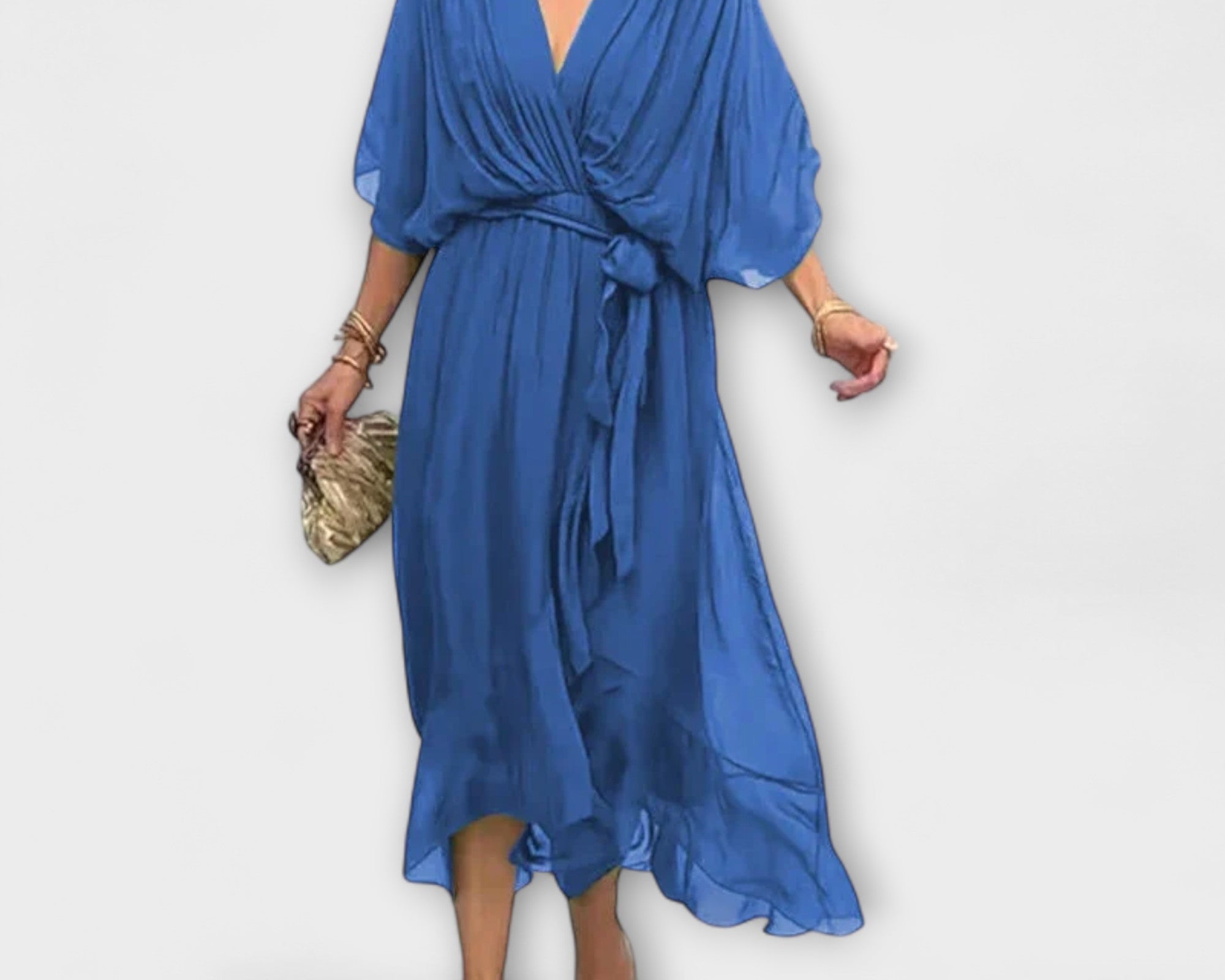 Amoura - Chiffonkleid mit V-Ausschnitt