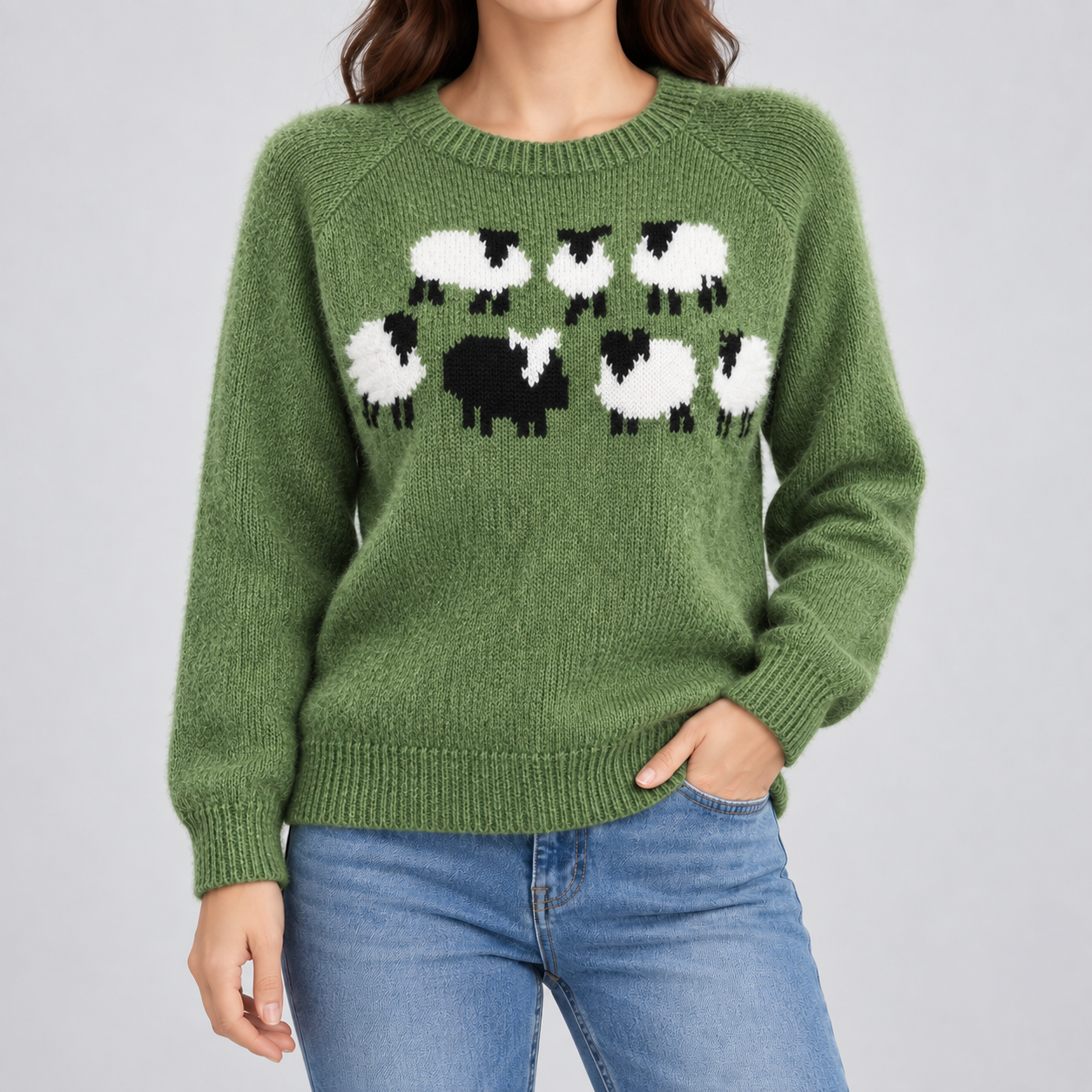 Bianca | Bequemer und süsser Pullover mit Schafmotiv