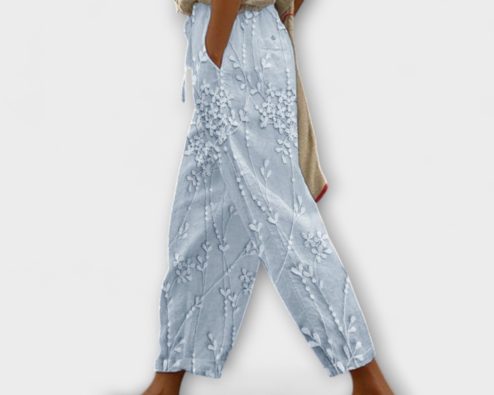 Zoey - Bedruckte Hose mit Weinlaub-Muster