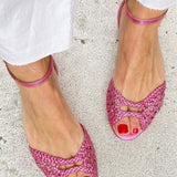 Eliane | Goldene Sandalen mit Flechtdesign