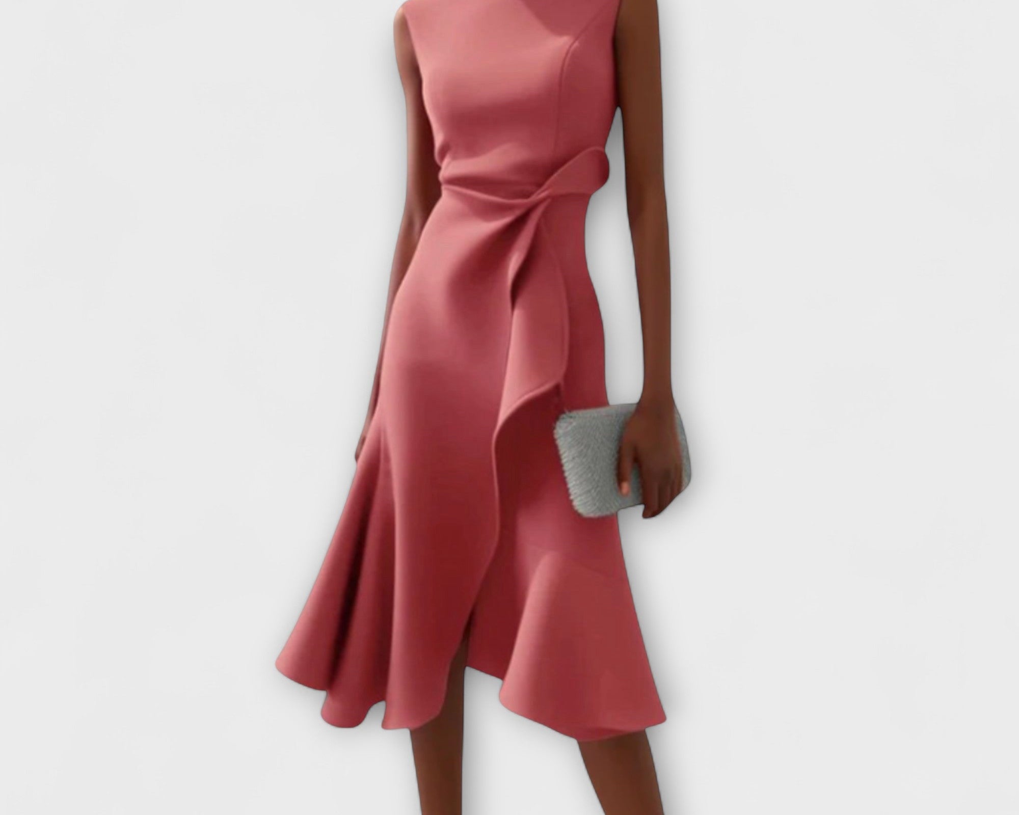 Juliette – Drapiertes asymmetrisches Midikleid