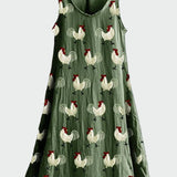 Kleid mit Hahn-Muster