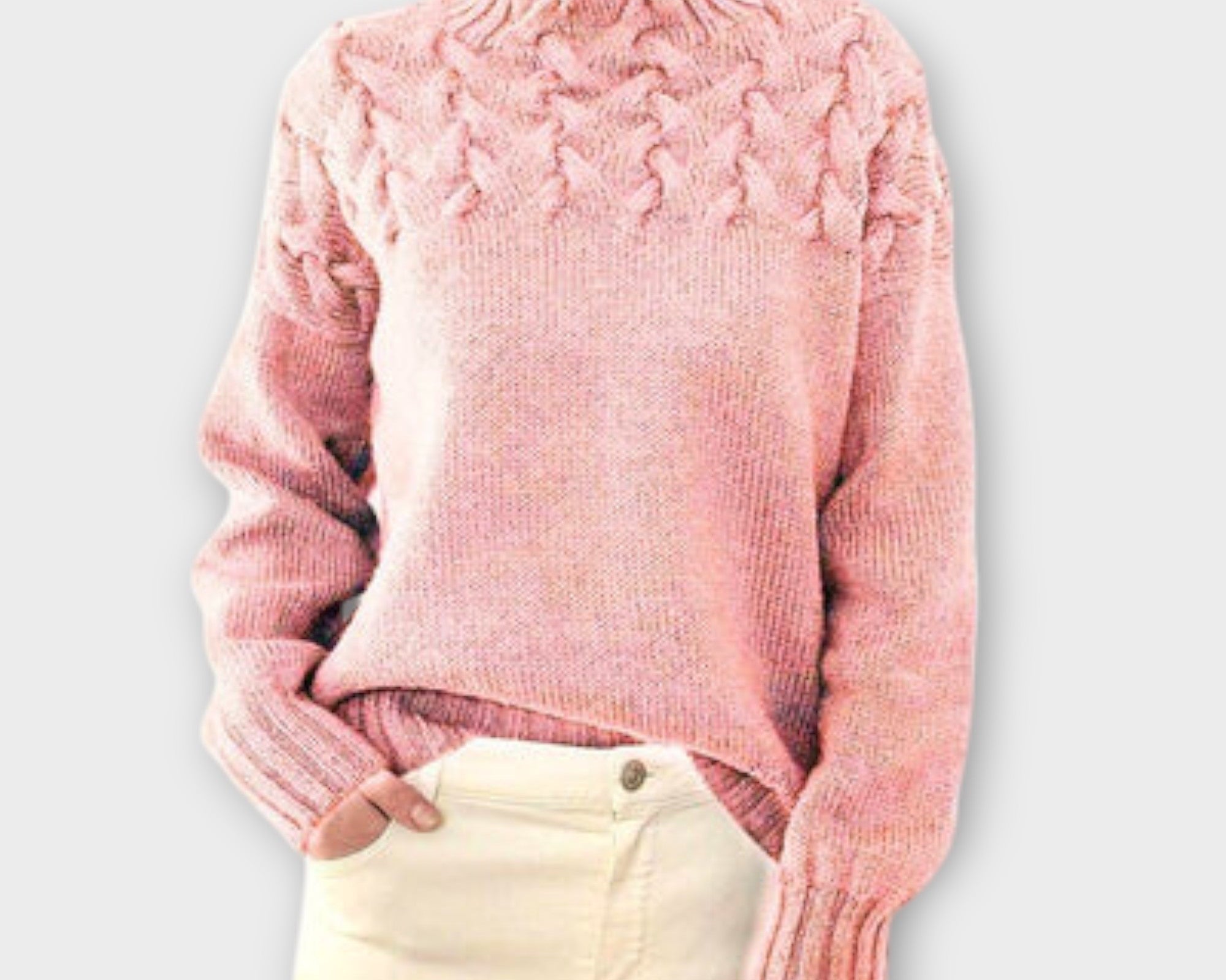 Eva - Damenpullover mit Zopfstrick-Detail