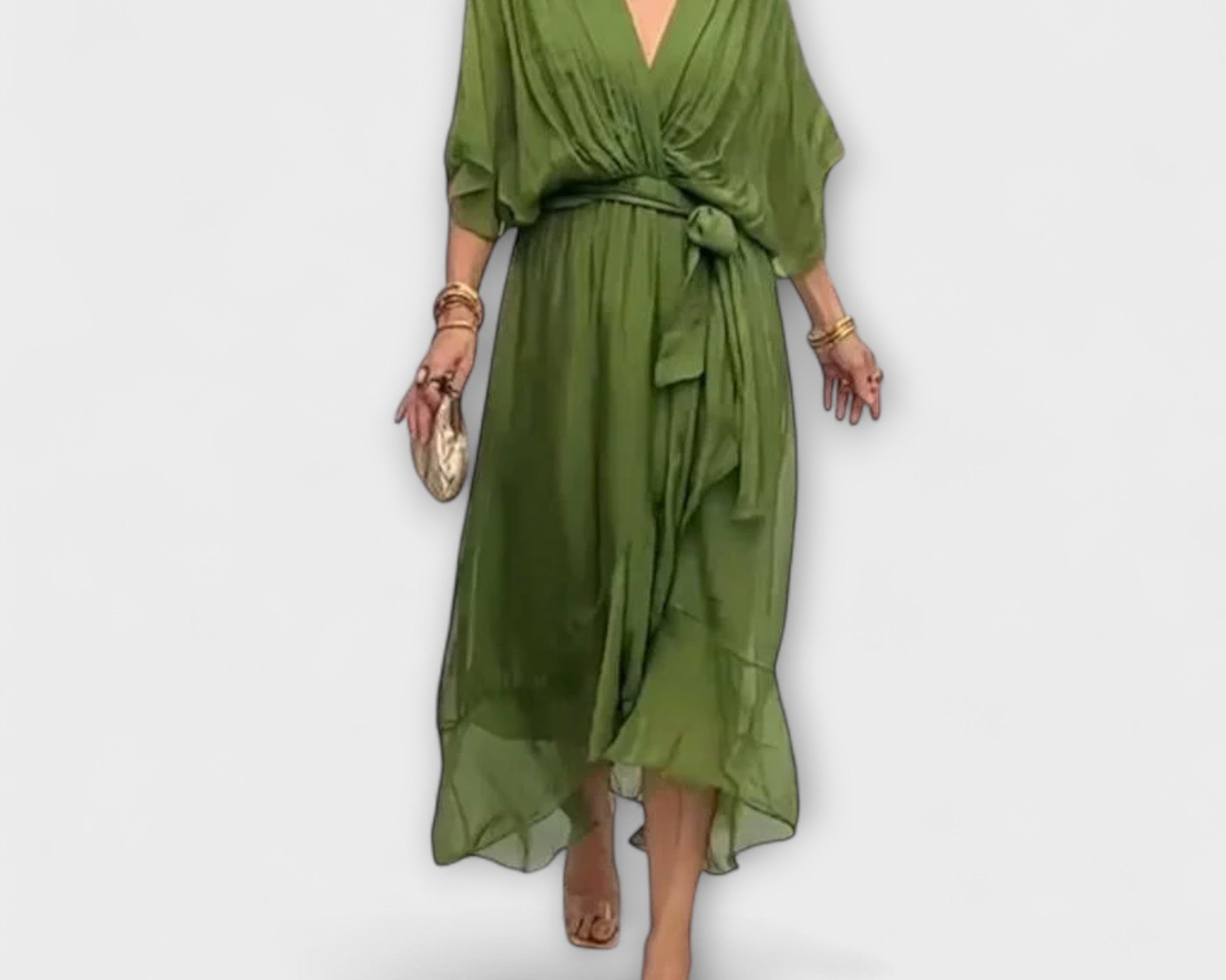 Amoura - Chiffonkleid mit V-Ausschnitt