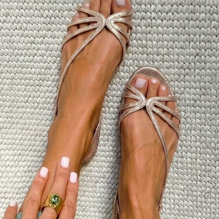 Elina | Goldene Sandalen mit feinen Riemchen