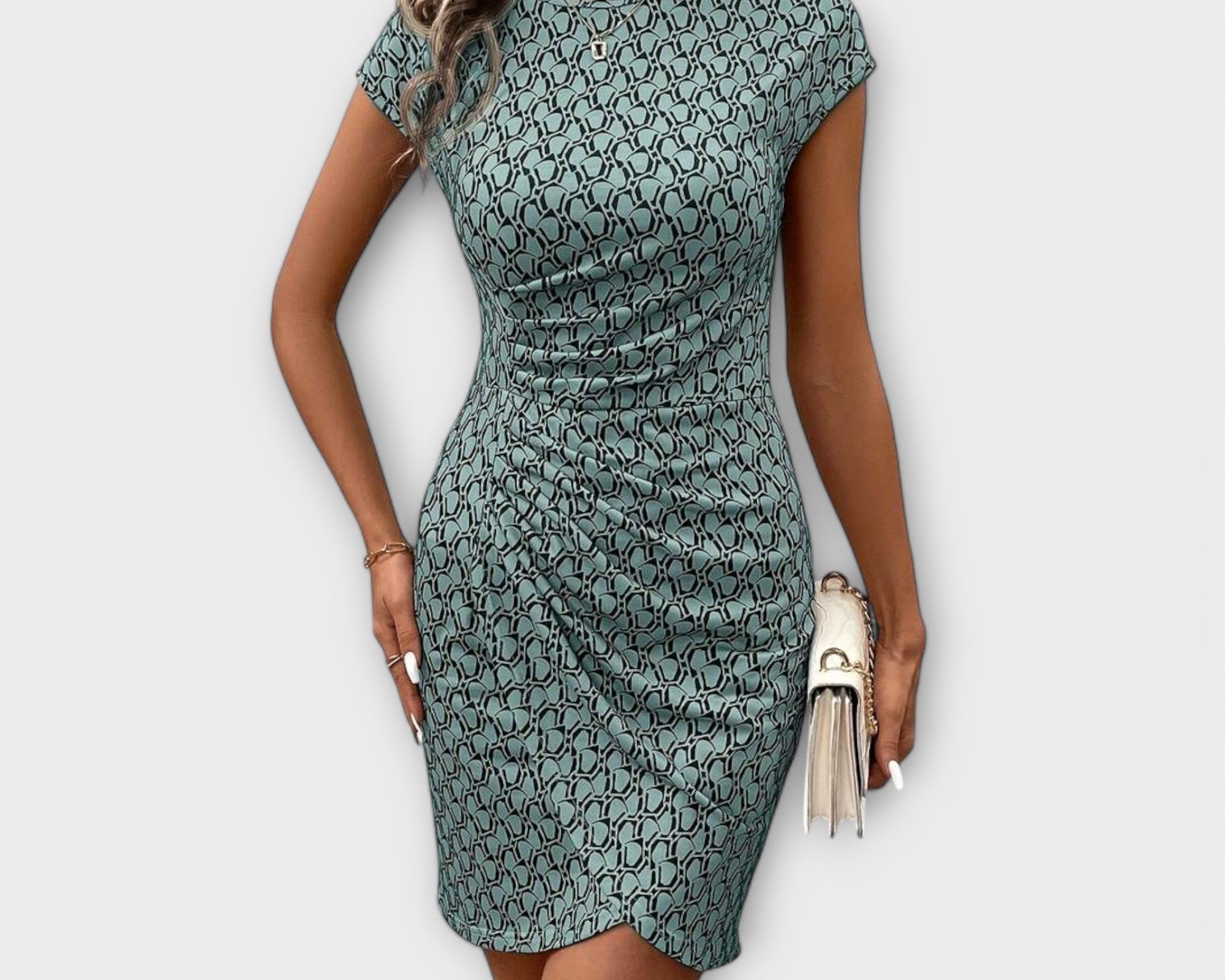 Emma - Kurzärmeliges Tulpenkleid mit Allover-Druck