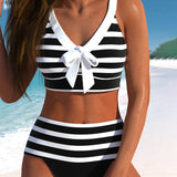 Laluna® | Gestreifter Bikini mit hoher Taille