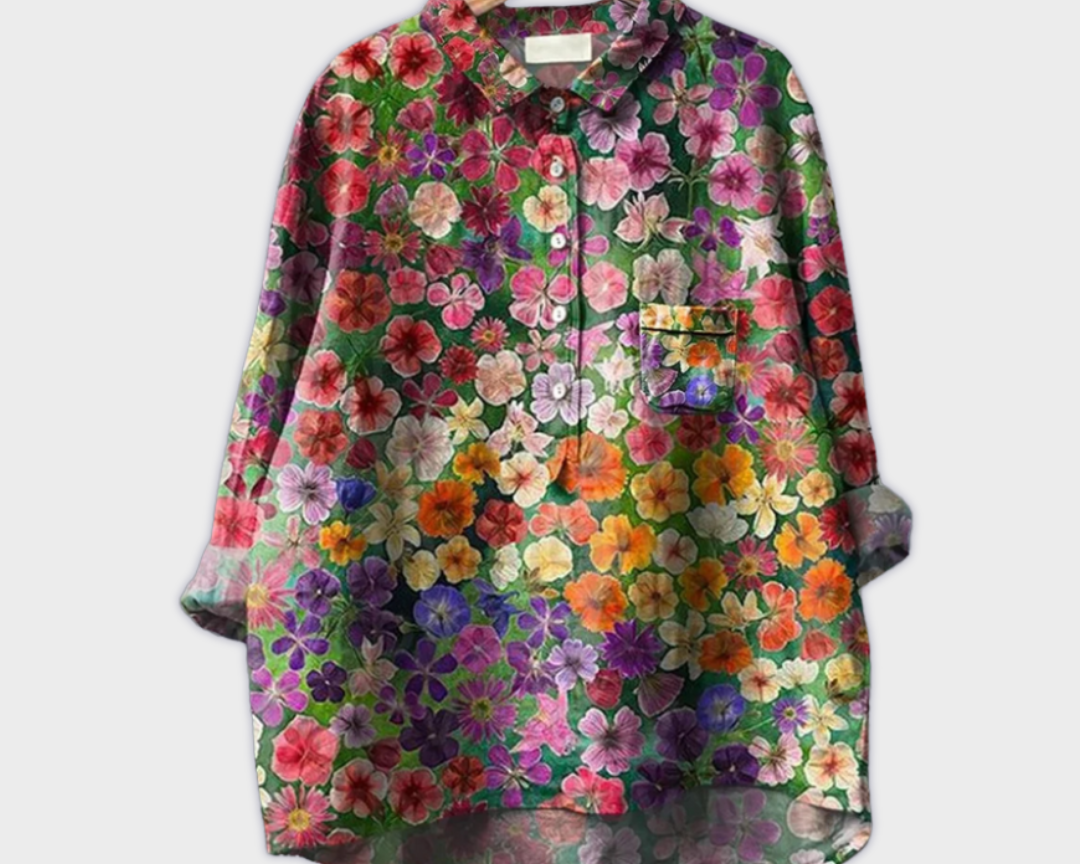 Magdalena - Handgemachte Damenbluse mit floralem Design