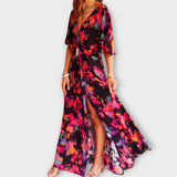 Sabine - Stilvolles Wickel-Maxikleid mit fliessendem Design