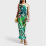 Aisling - Elegantes Verdrehte Drapierte Blumen Maxikleid