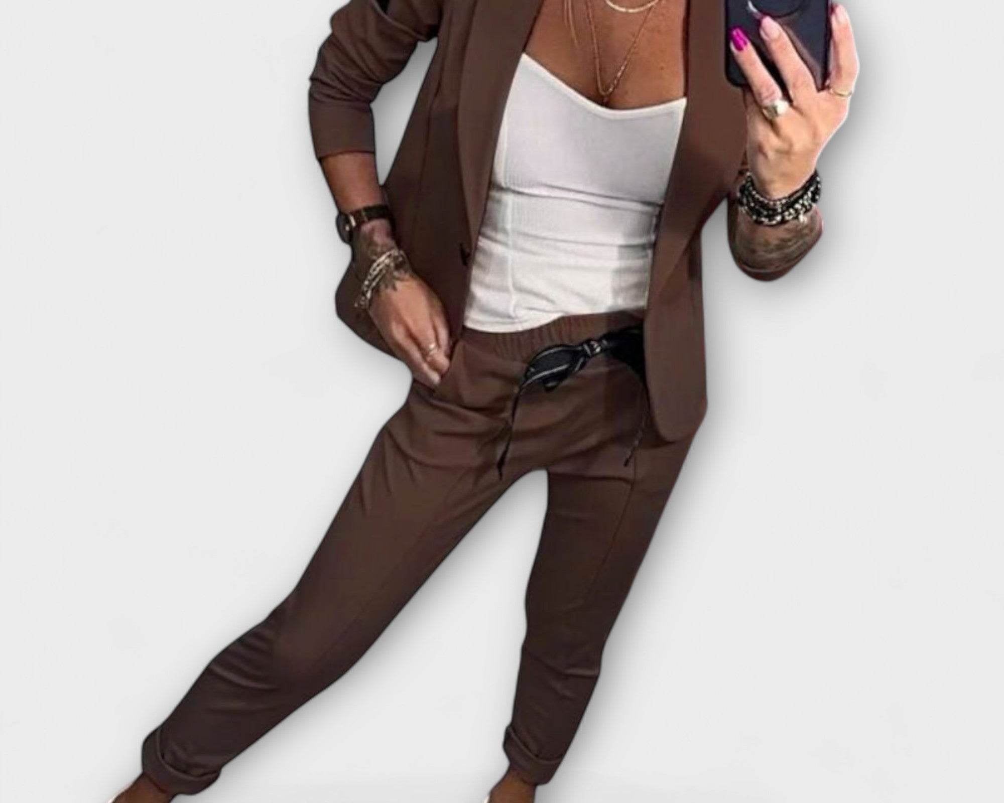 Malou - Koordiniertes Set aus Top, Jacke und Hose