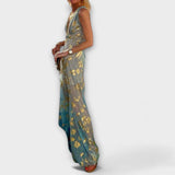 Fliessendes Kleid mit V-Ausschnitt und Pailletten-Details