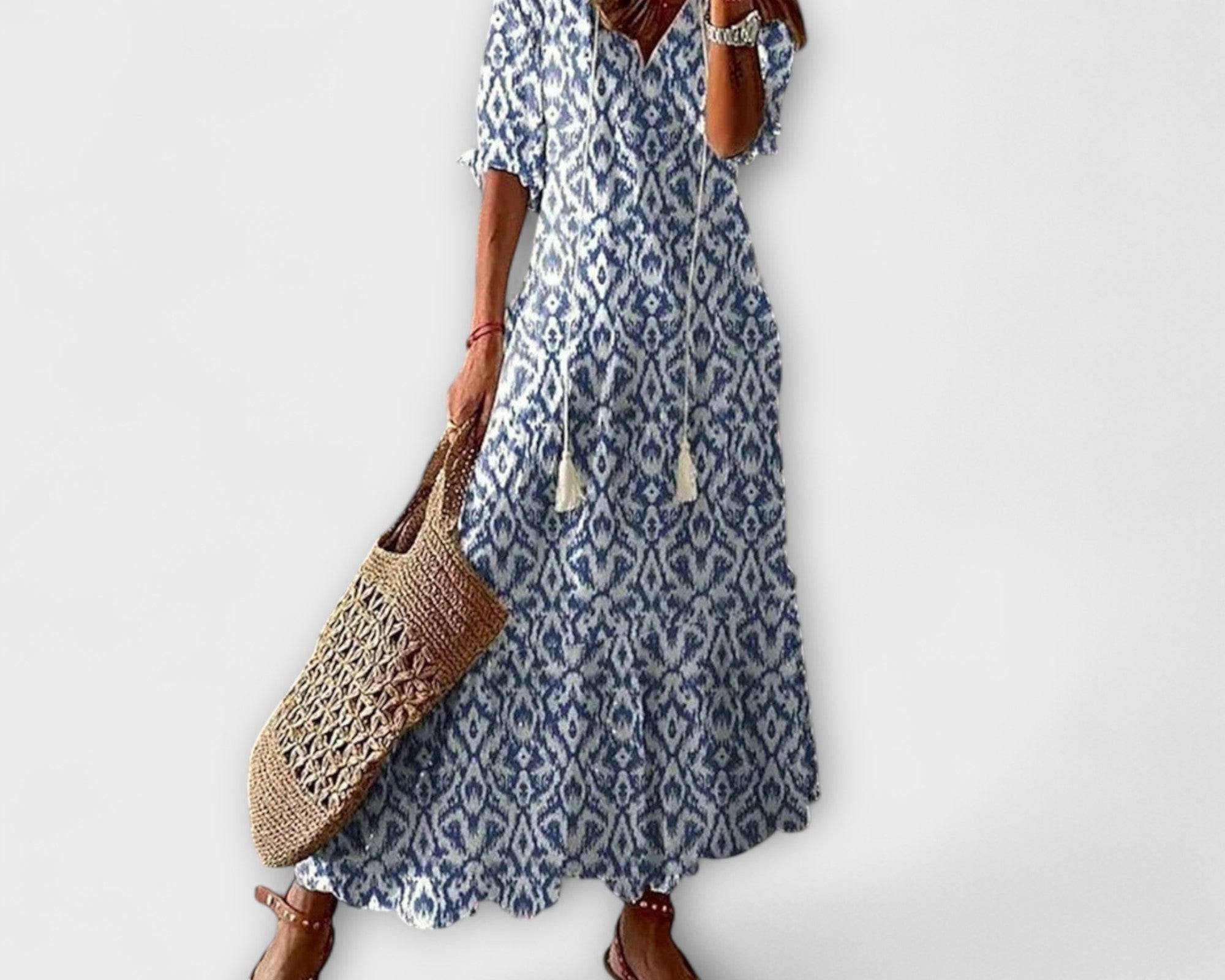 Anna – Damen Bohemian Sommerkleid mit Fliessender Silhouette