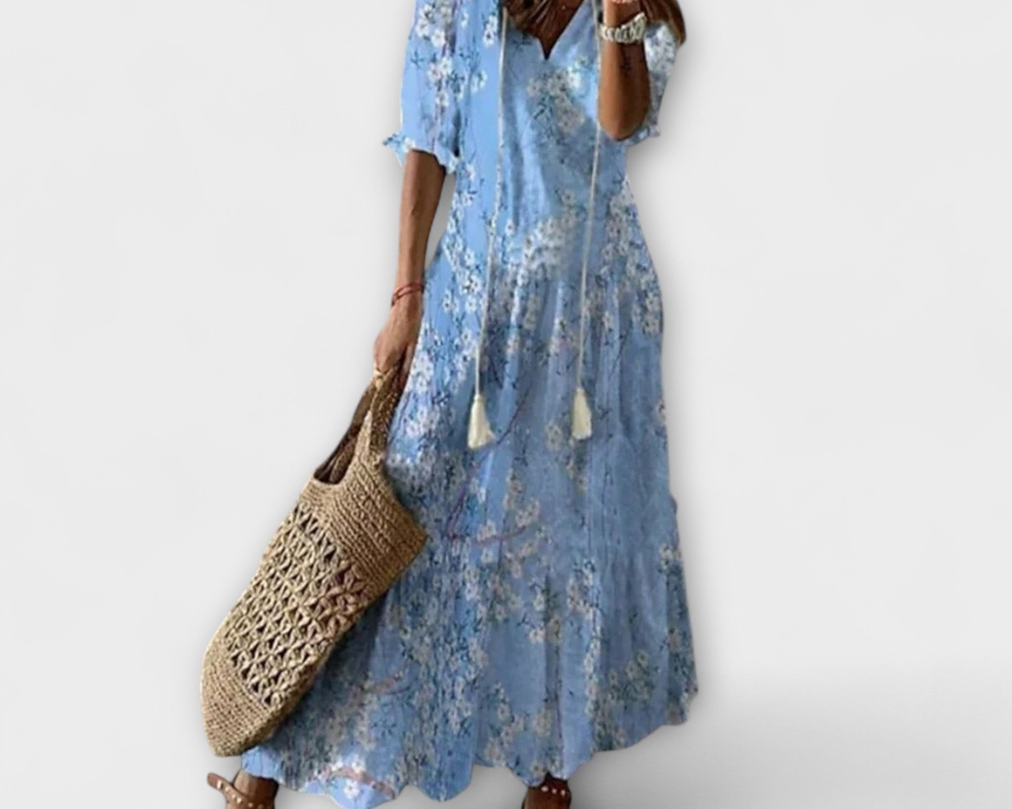 Anna – Damen Bohemian Sommerkleid mit Fliessender Silhouette
