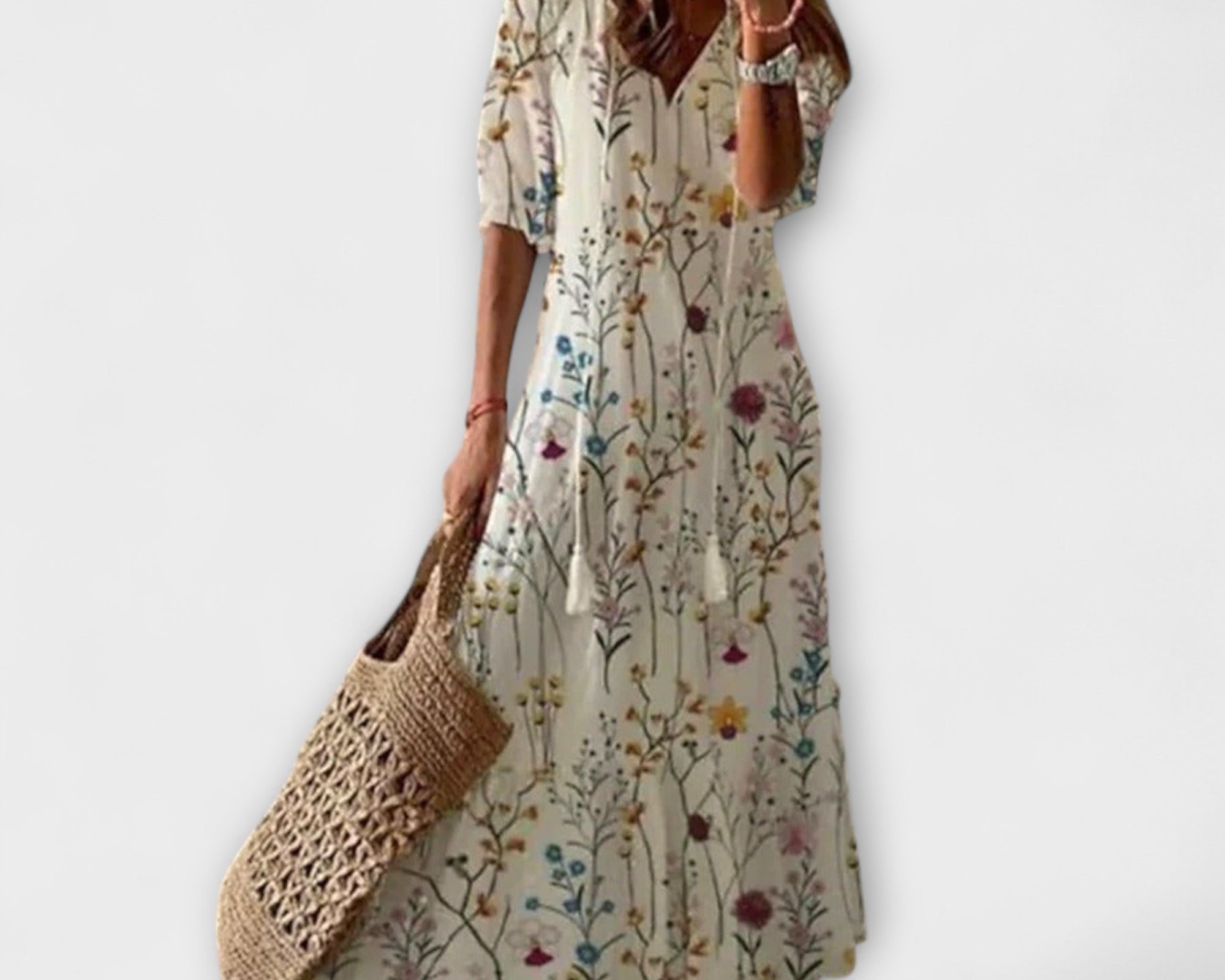 Anna – Damen Bohemian Sommerkleid mit Fliessender Silhouette