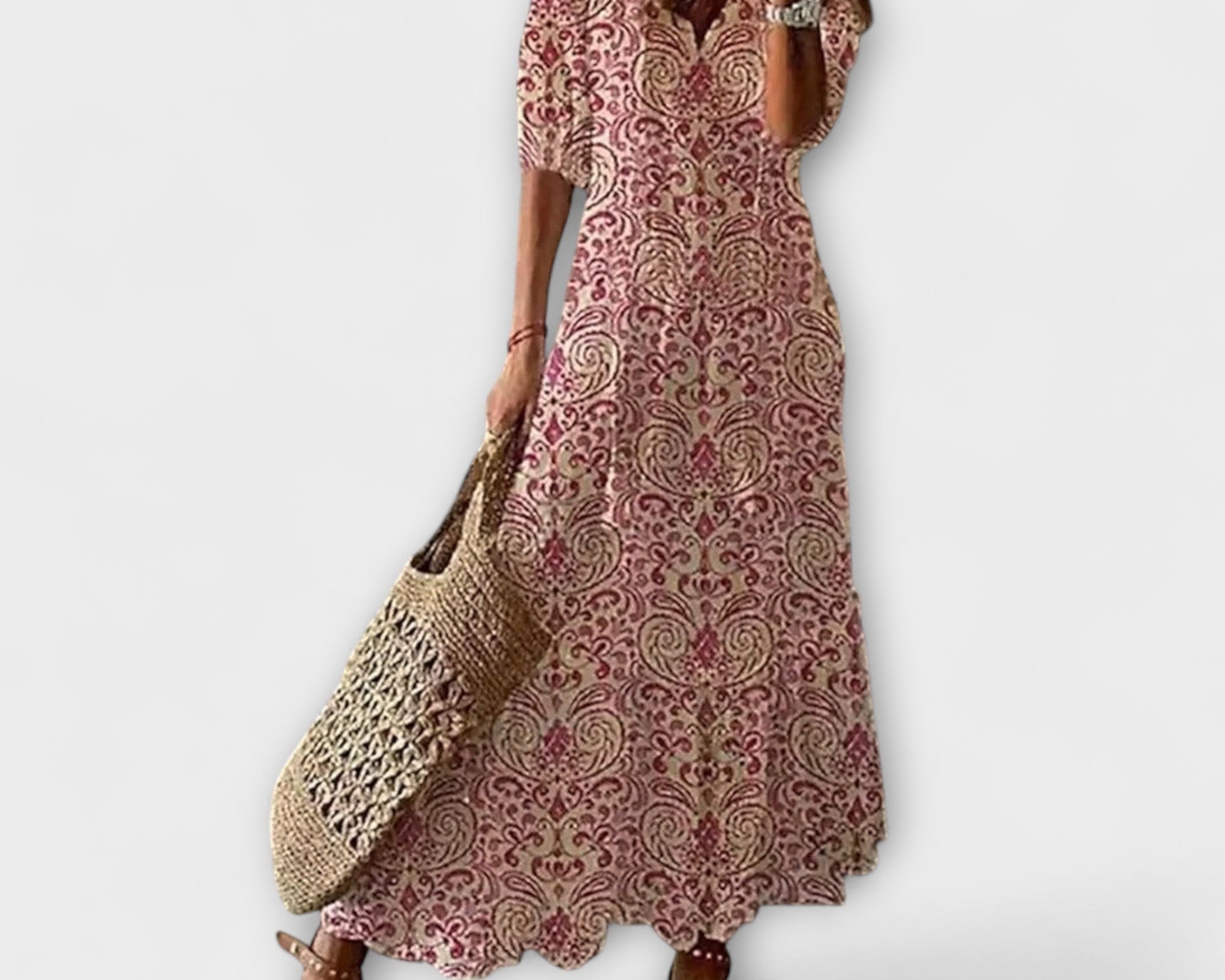 Anna – Damen Bohemian Sommerkleid mit Fliessender Silhouette