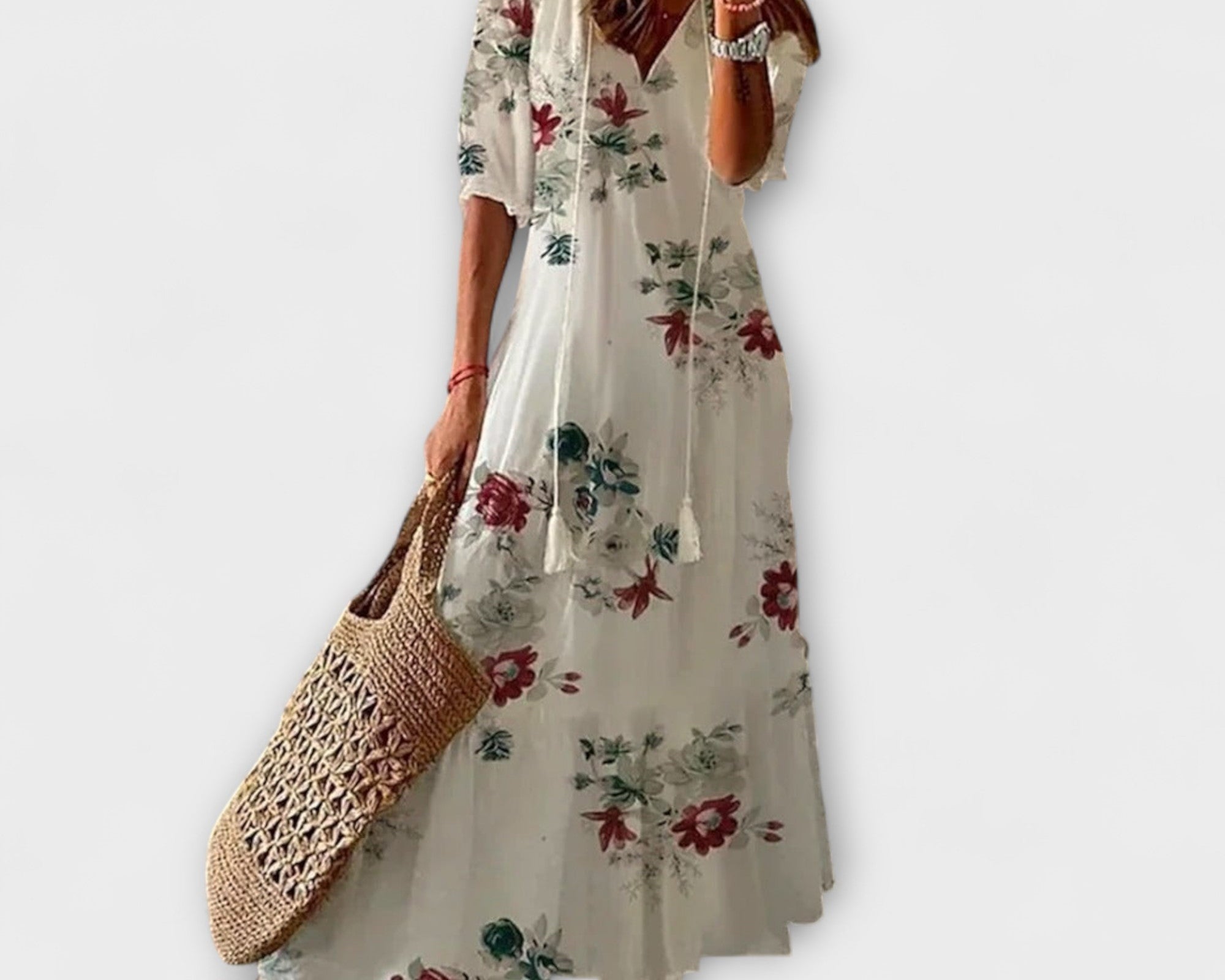 Anna – Damen Bohemian Sommerkleid mit Fliessender Silhouette