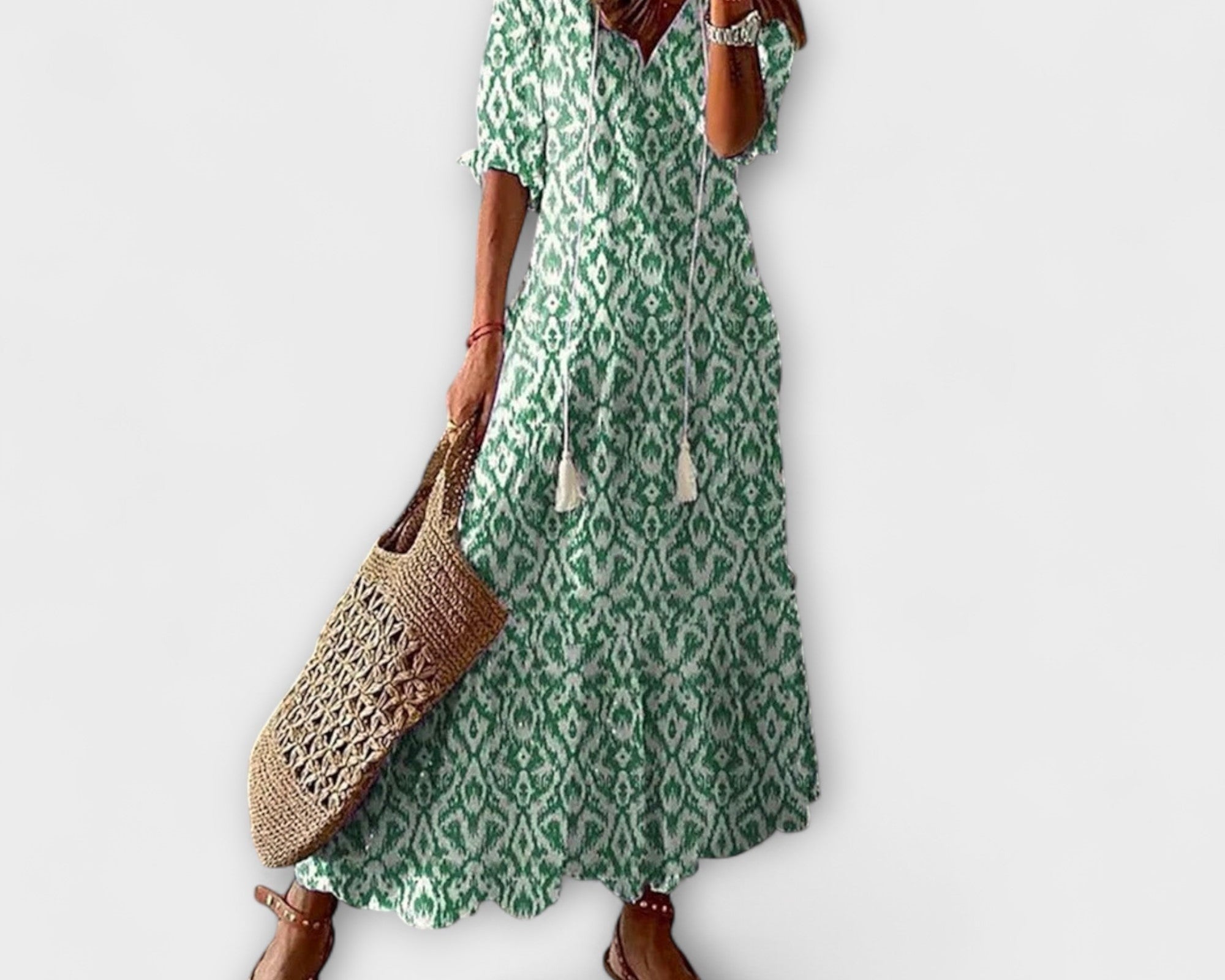 Anna – Damen Bohemian Sommerkleid mit Fliessender Silhouette