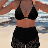 Laluna® | Elegantes einfarbiges Spitzen-Bikiniset
