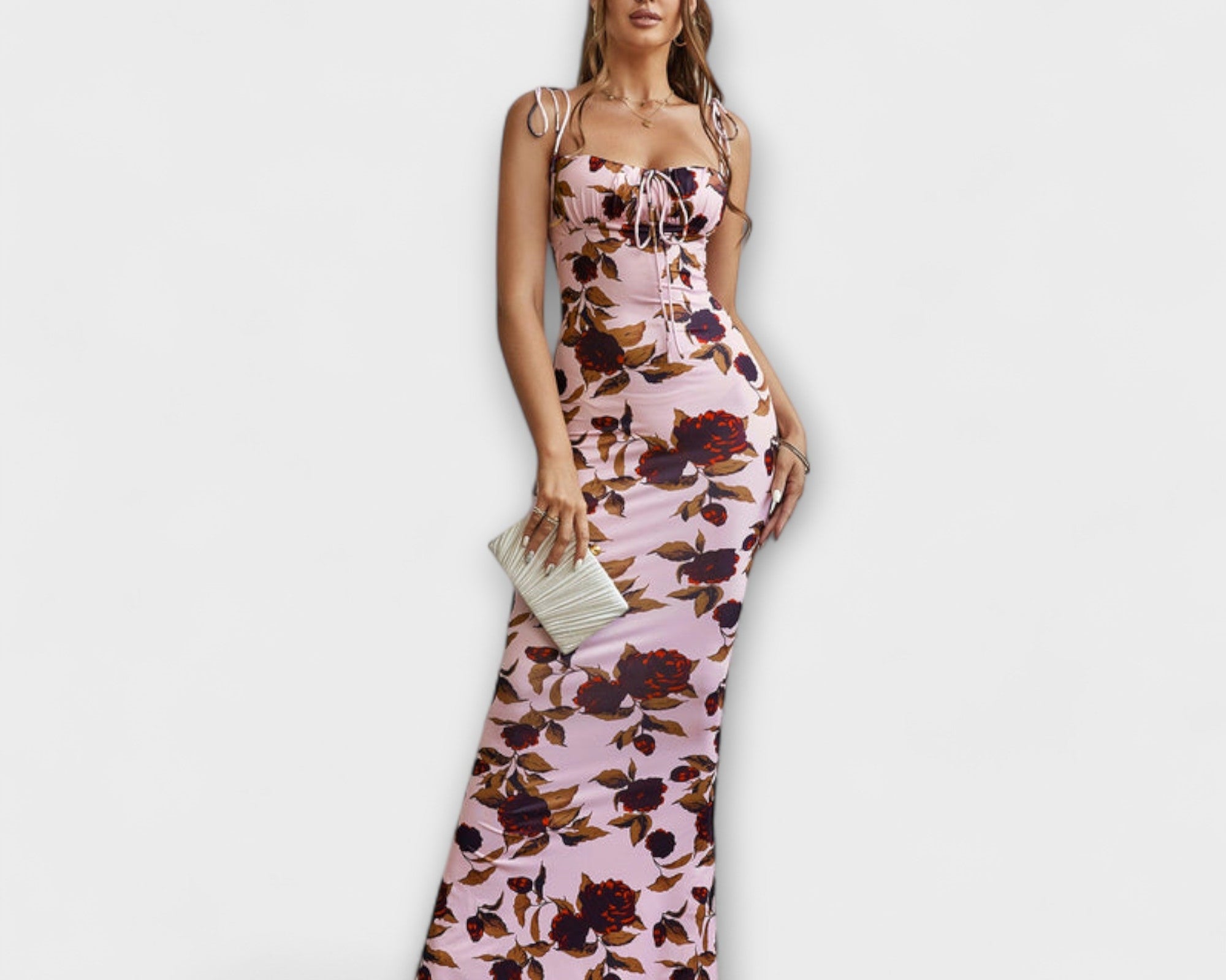 Thalia - Floral Print Prom Dress mit gebundenen Schulterträgern