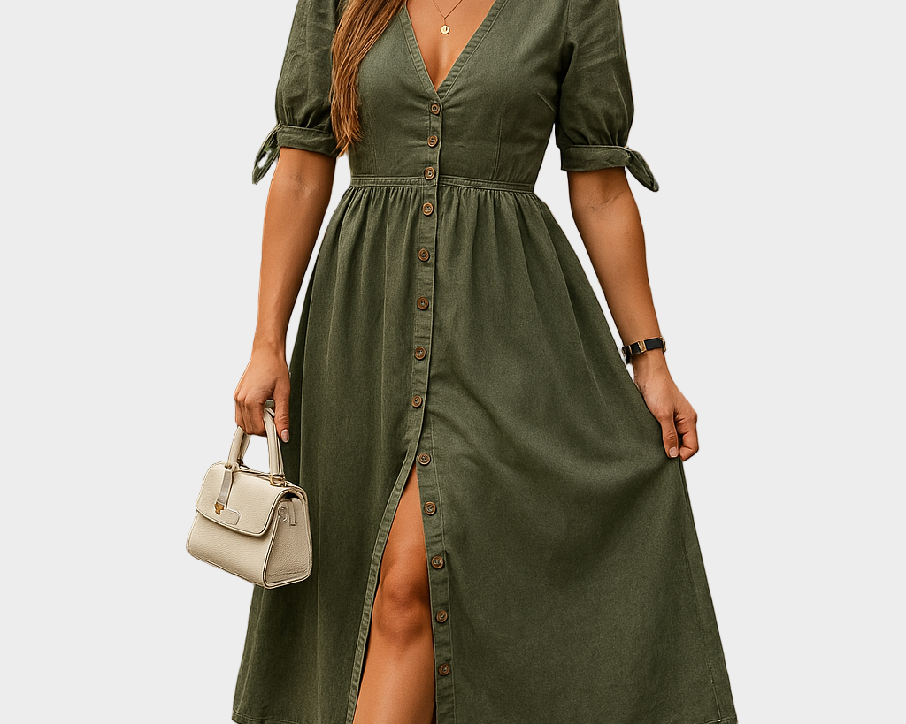 Denim-Kleid mit Knöpfen