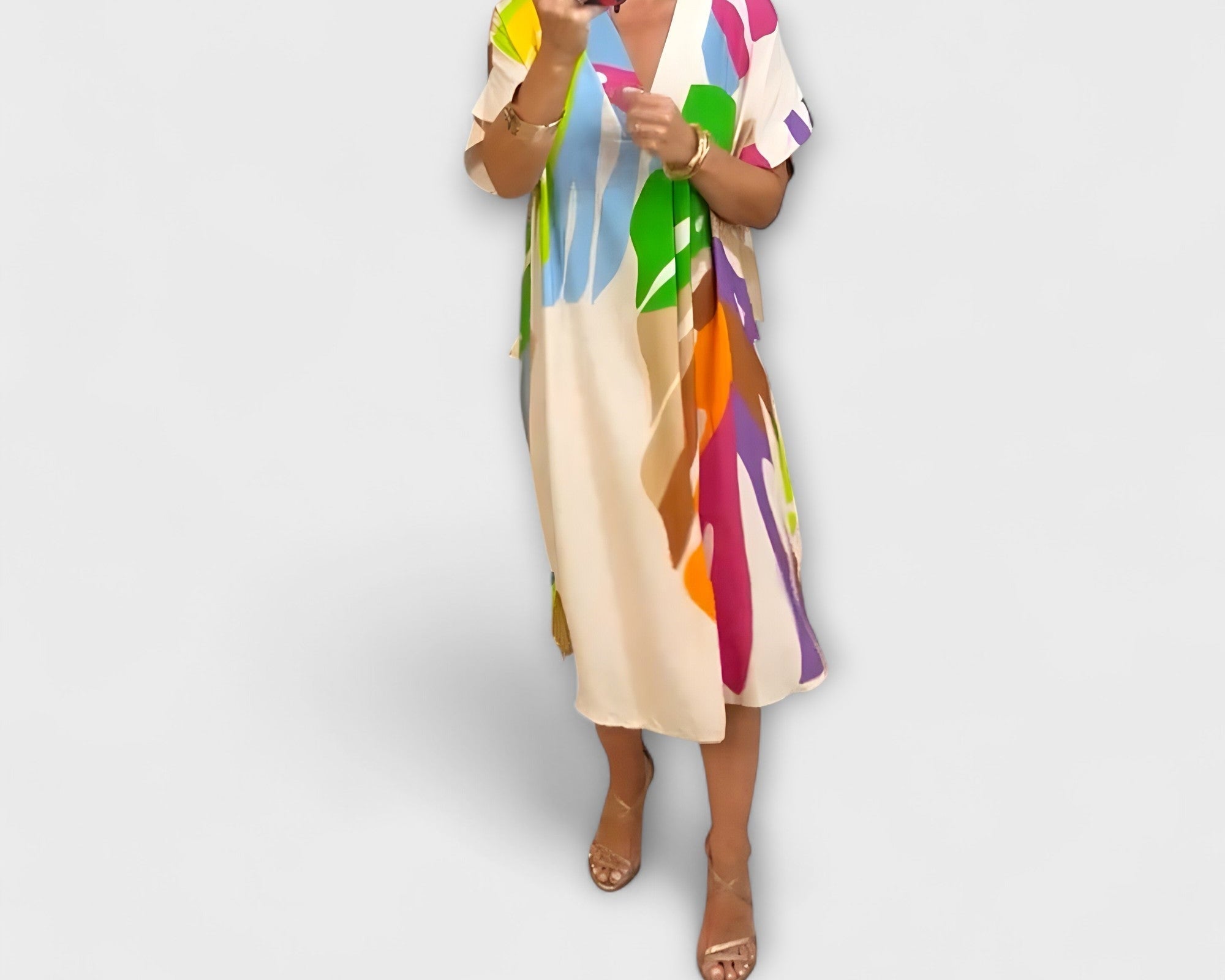 Roos - Lässiges Kleid mit Bunter Blätterdruck