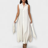 Mira - Auffälliges, einreihiges Midi-Kleid mit Bindedetail