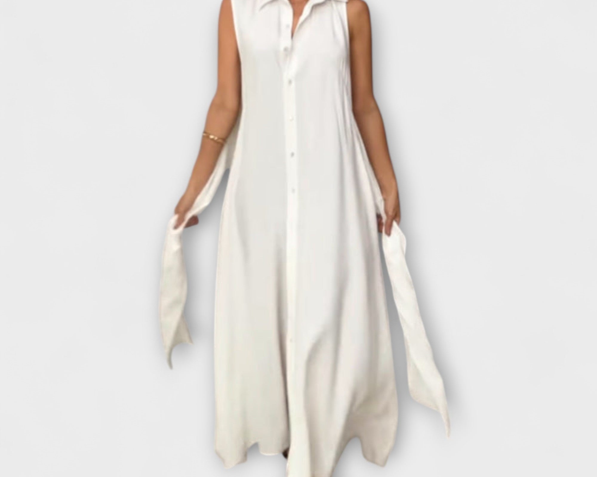 Mira - Auffälliges, einreihiges Midi-Kleid mit Bindedetail