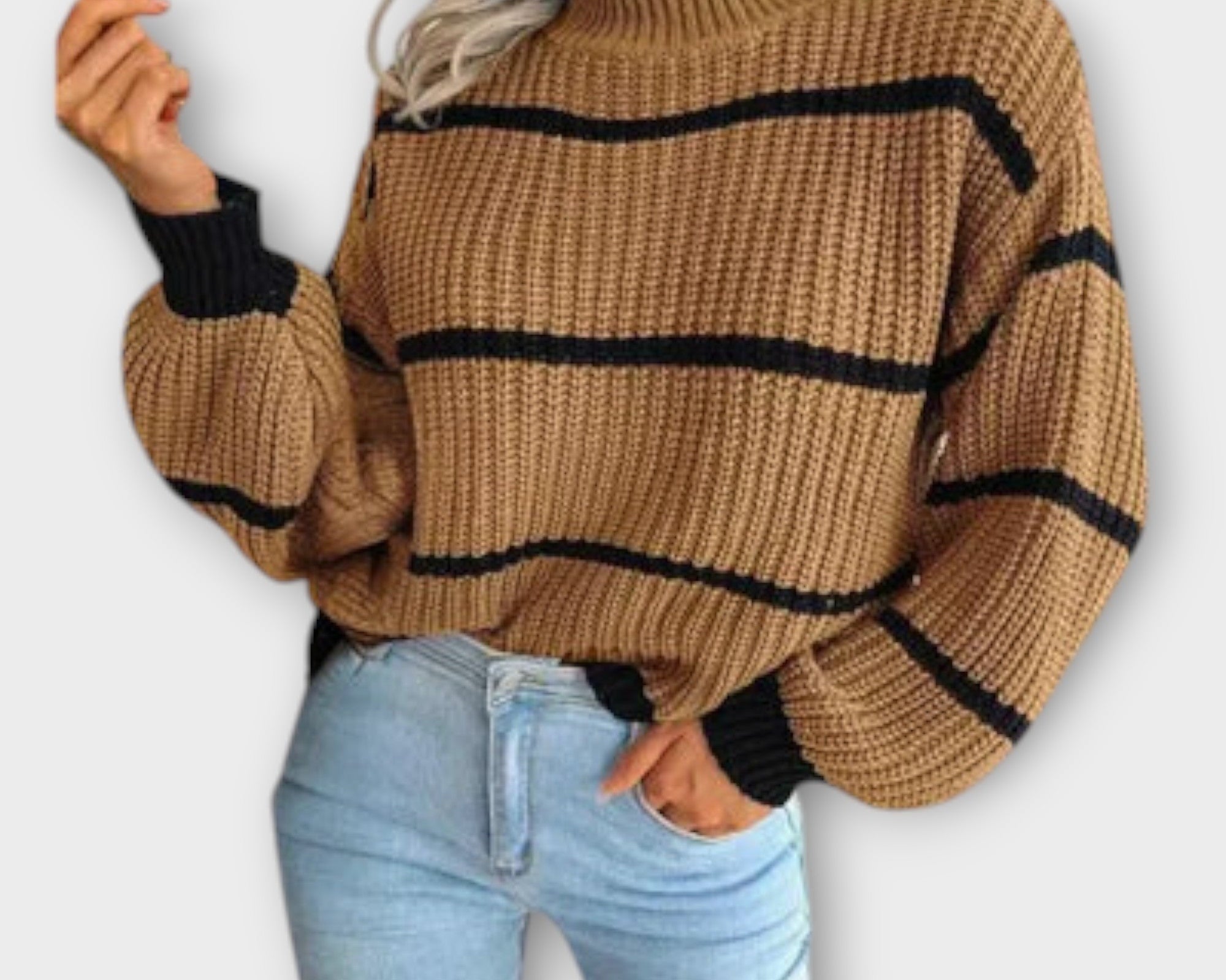 Chavala - Rollkragenpullover mit Streifen