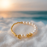 Elegante goldene Armreifkrone mit Perlen