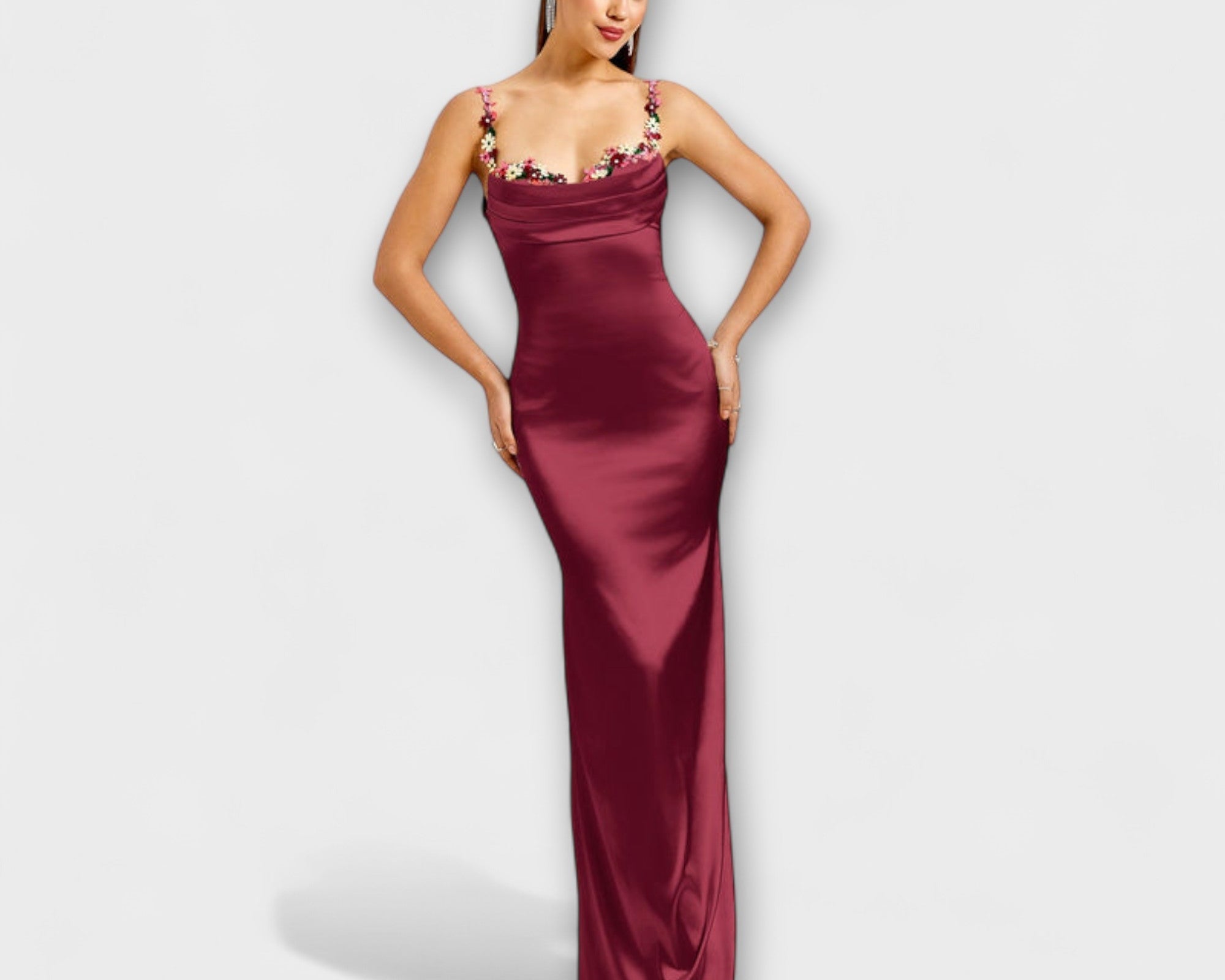 Eira - Verziertes Satin-Kleid mit Trägerschnürung im Rücken
