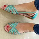 Lea | Goldene Lichtglanz-Sandalen