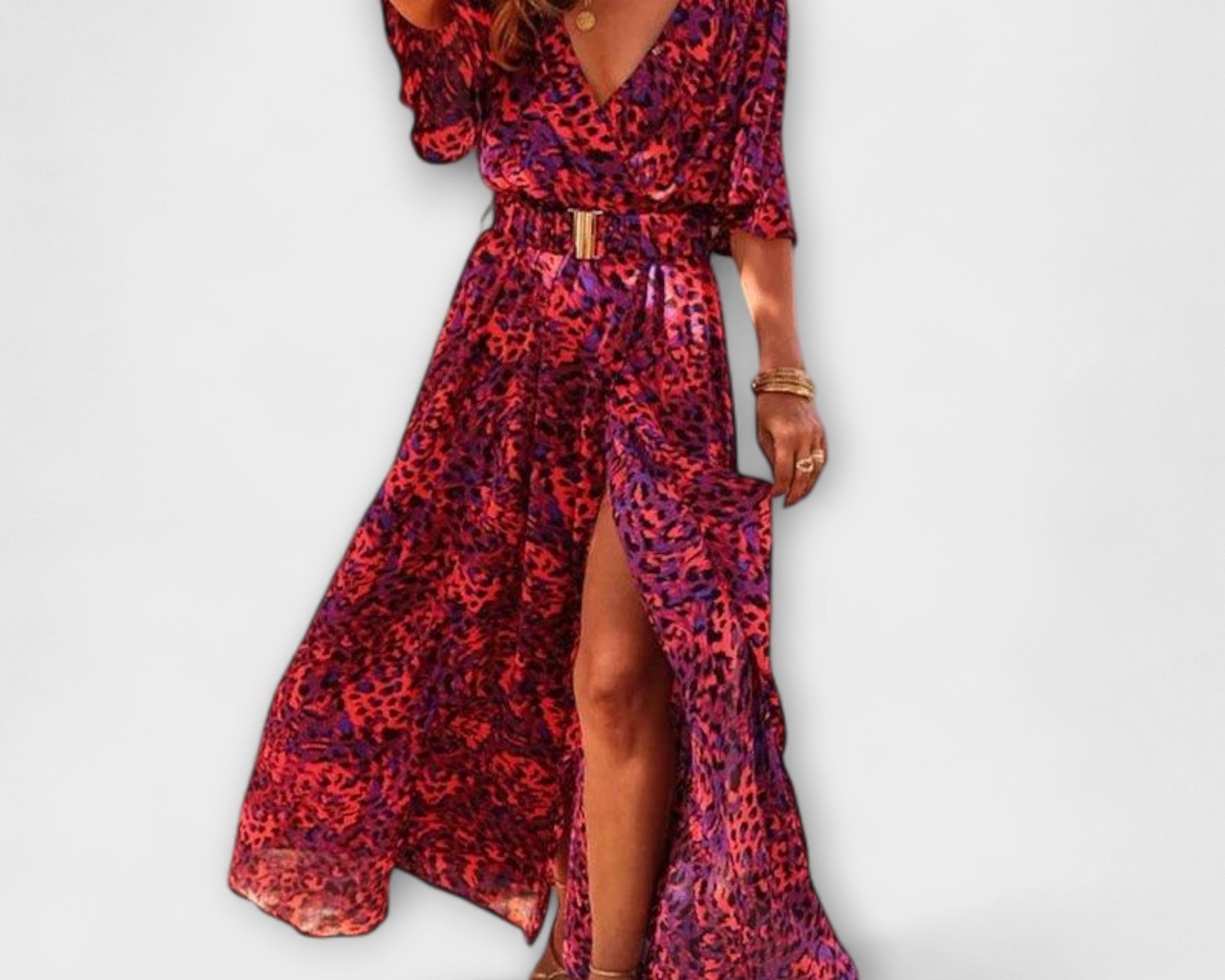 Sabine - Stilvolles Wickel-Maxikleid mit fliessendem Design